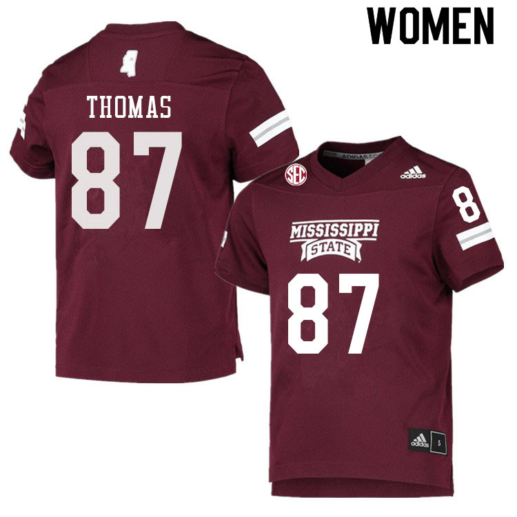 Women #87 Zavion Thomas Mississippi State Bulldogs College Football Jerseys Sale-Maroon